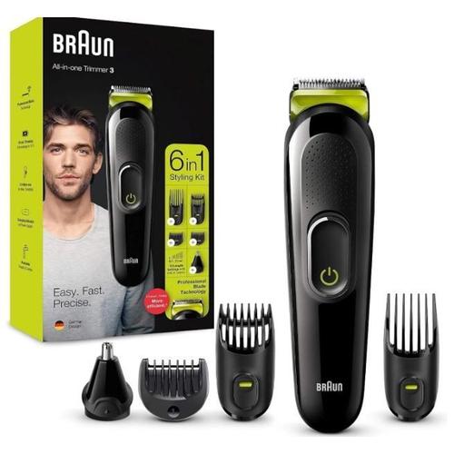 Braun Mgk3221 Kit De Toilettage Tout-En-Un 6 En 1 Pour Homme Avec Tondeuse À Barbe, Tondeuse À Cheveux Et Tondeuse De Précision, 5 Accessoires, Cadeaux Pour Homme