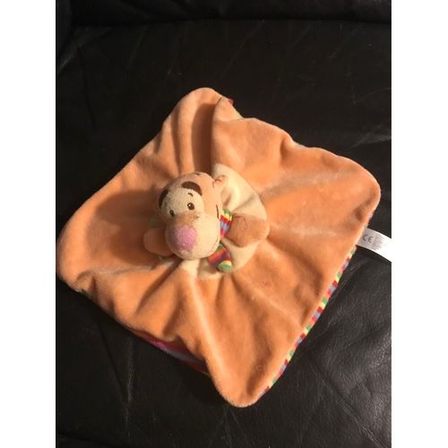 Doudou Plat Tigrou Orange Echarpe Rayures Multicolores Disney Nicotoy