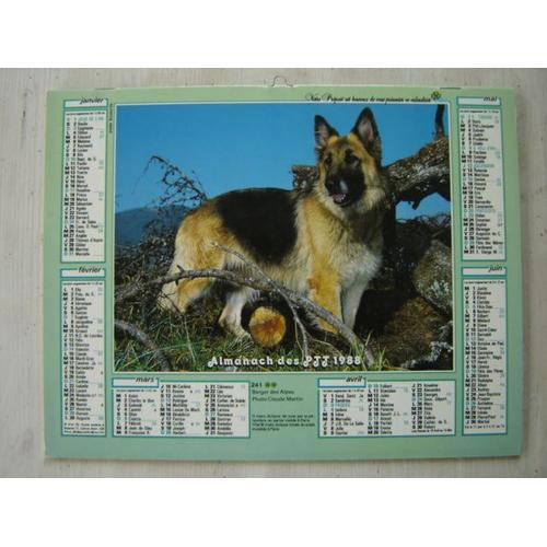 Almanach/Calendrier Facteur 1988 " Chien Berger Des Alpes/Jument Et Son Poulain " Editions Oller/La Poste