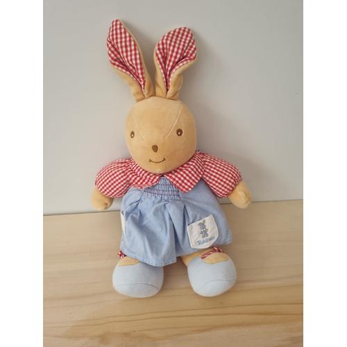 Doudou Lapin Rouge Bleu Tablier Takinou