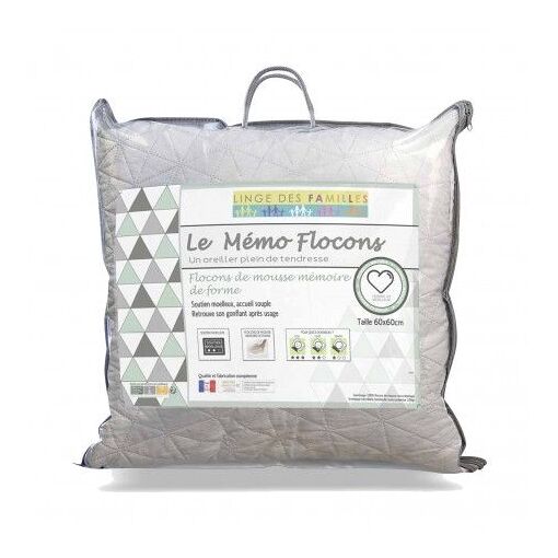 Linge des familles Oreiller &agrave; Flocons M&eacute;moire 