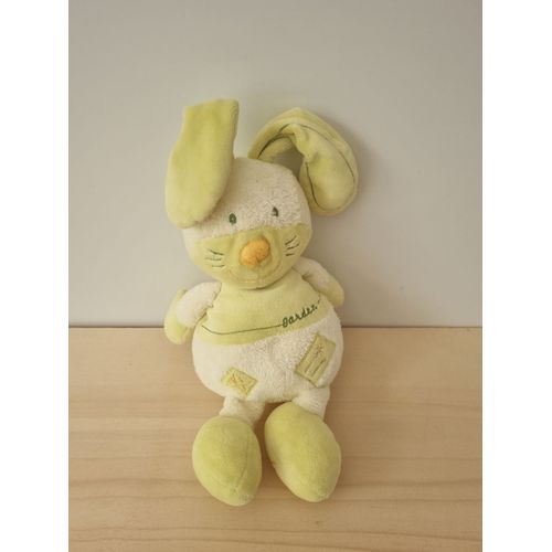 Doudou Peluche Lapin Blanc Vert Garden Sauthon