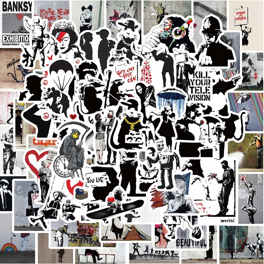 Autocollants Banksy Du Street Art Britannique, 200 Pi¿¿Ces,Aesthetic Couleurs Stickers, Imperm¿¿Able Vinyle Autocollant Pour Telephone Ordinateur Portable Macbook Scrapbooking