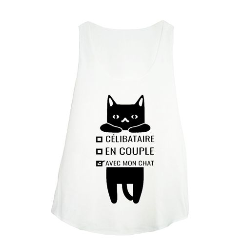 Debardeur Femme Imprimé Célibataire En Couple Avec Mon Chat