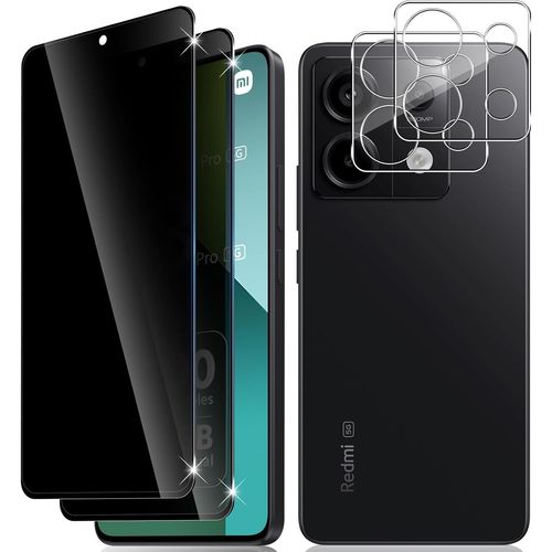 Cauc-Verre Trempé Anti Espion Pour Xiaomi Redmi Note 13 Pro 5g, 2+2 Pièces Anti Spy Verre Trempé Et Caméra Protection, Protection Écran Film 9h Dureté Anti Rayures Sans Bulles