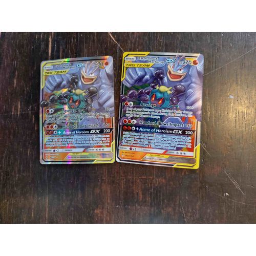 Lot De 2 Cartes Pokemon Couleurs Diff2rentes Basic Tag Team 270 Gx : Marshadow & Machamp