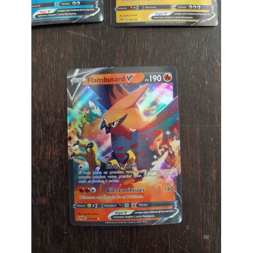 Carte Pokemon Base 190 Flambusard V / Reverse Brillante