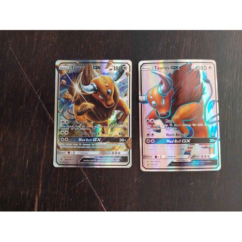 Lot De 2 Cartes Pokemon Basic 180 Tauros Gx / Reverse Brillante