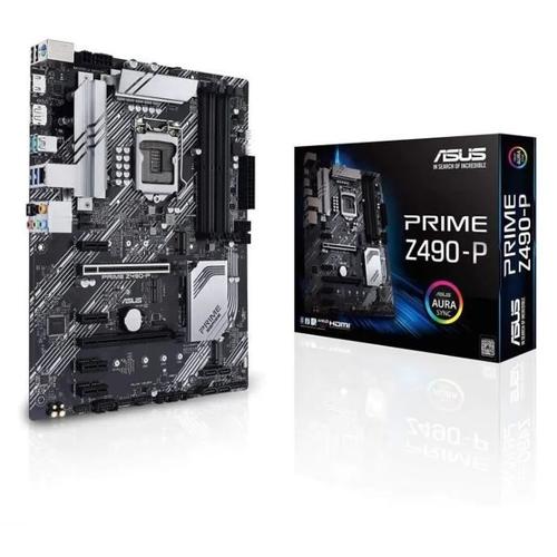 ASUS PRIME Z490-P LGA 1200 (Intel 10e generation) Z490 SATA 6 Gb/s ATX Intel Carte mere (double M.2, DDR4 4600, 1 Go Ethernet, USB 3.2 Gen 2 USB Type-A, prise en charge Thunderbolt 3, Aura Sync RGB)