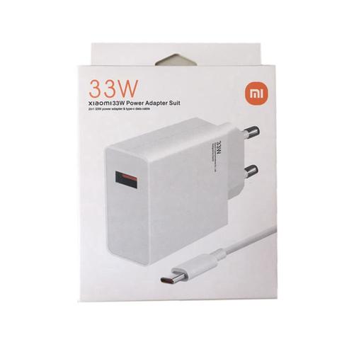 Chargeur Rapide 33 W (33w) Adaptateur Secteur Avec Câble Type C Pour Xiaomi Redmi - Blanc - [Miyi®]