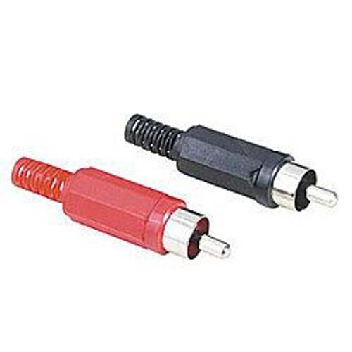 Hama, fiche RCA cinch, lot de 2 noir-rouge