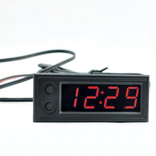 Voltmètre horloge thermomètre 3 en 1 voiture numérique étanche antichoc DC LED affichage numérique
