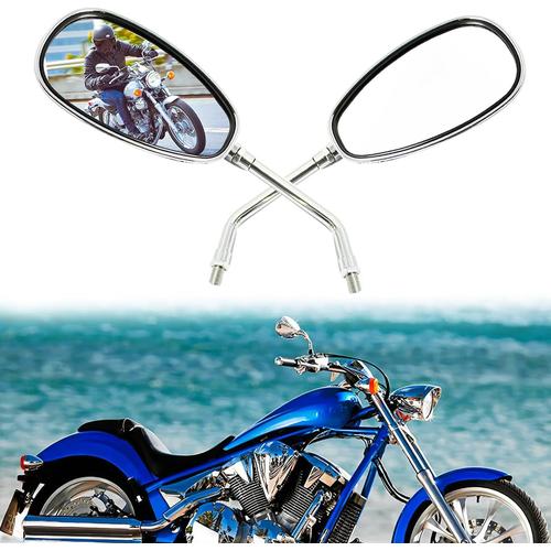 10mm Chrome Miroir De Moto, R¿¿Troviseur Moto Compatibles Avec Shadow Rebel Vtx 1300 1800 Vulcan Vn 500 800 1500 1600 Sv650s Boulevard Scooter Street Bike