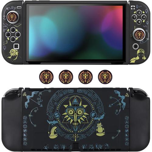 Coque Pour Switch Oled Dockable Avec Couvercle Pour Le Joycon Et Accessoires Pour La Switch Oled,Coque Souple De Protection Cool,4 Capuchons Pour Le Pouce,Absorption Des Chocs,Zelda