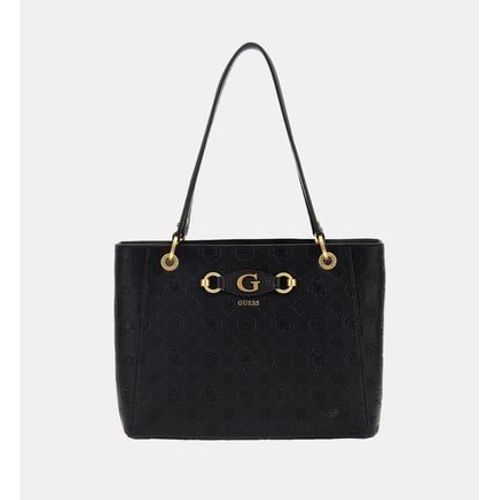 Guess - Sac cabas Izzy toile monogrammée - Noir