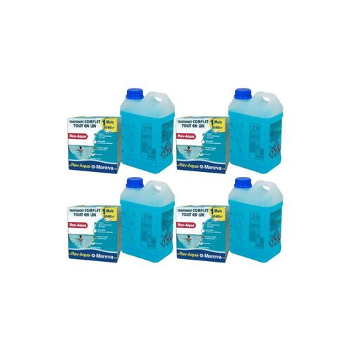 Lot de 4 kits Rev-Aqua MAREVA traitement complet pour piscine de 30 à 60 m3 - 4 mois
