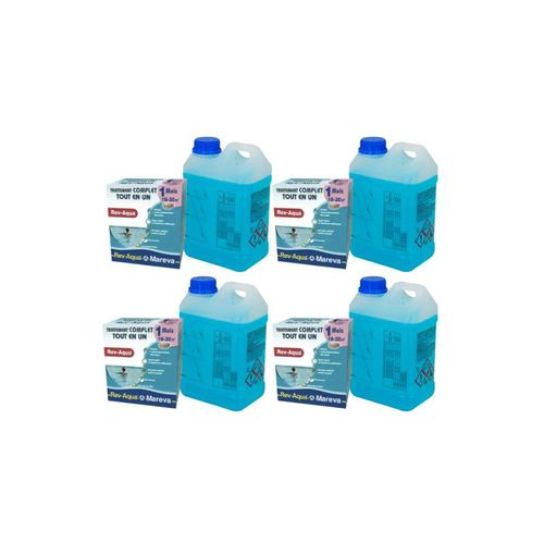 Lot de 4 kits Rev-Aqua MAREVA traitement complet pour piscine de 18 à 30 m3 - 4 mois