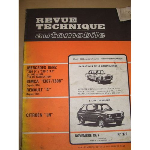 Revue Technique Automobile.  N° 372 : Etude Technique De La Citröen Ln