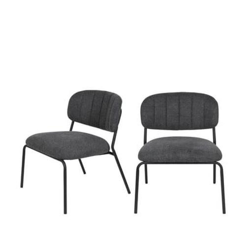 Drawer - Jolien - 2 Chaises Lounge Pieds Noirs - Gris