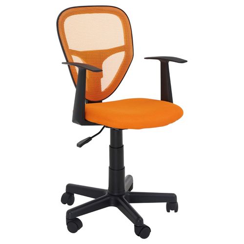 Chaise De Bureau Pour Enfant Studio Fauteuil Pivotant Réglable En Hauteur Avec Accoudoirs, Revêtement Mesh Orange