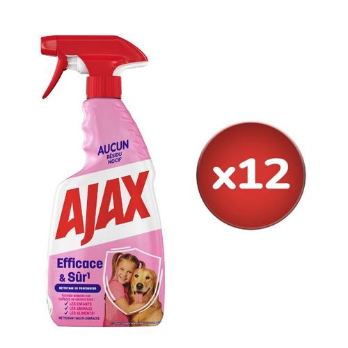 Pack de 12 - Nettoyant ménager spray Ajax efficace & sur - 500 ml