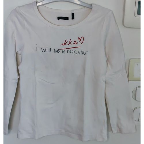 T-Shirt Manches Longues Blanc Ikks - T6 Ans