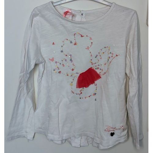 T-Shirt Manches Longues Blanc Disney - T4-5 Ans