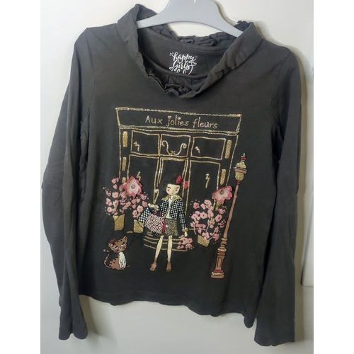 T-Shirt Manches Longues Noir À Motifs C&a - T8 Ans