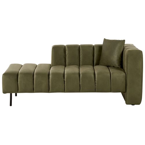 Chaise Longue Côté Droit En Velours Vert Olive Lannils