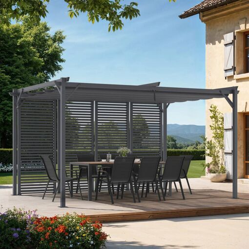 Pergola édition collector persienne toit rétractable 3x4M 4 pans modulables