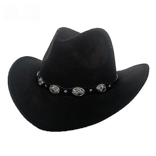 Chapeau De Cowboy En Simili Cuir, Casquettes De Voyage, Mode Western Noir