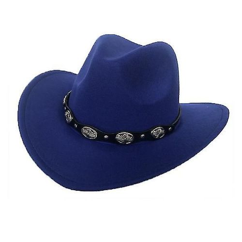 Chapeau De Cowboy En Simili Cuir, Casquettes De Voyage, Mode Western Bleu