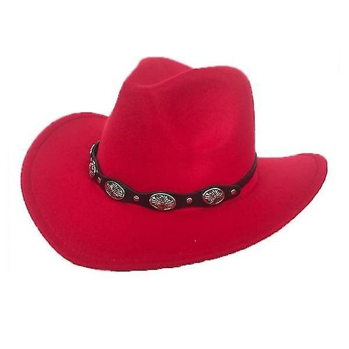 Chapeau De Cowboy En Simili Cuir, Casquettes De Voyage, Mode Western Rouge