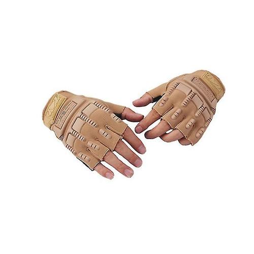 Hommes Forces Spéciales En Plein Air Escalade Cyclisme Fitness Sport Protection Demi Doigt Gants Tactiques Beige