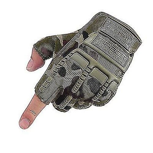 Hommes Forces Spéciales En Plein Air Escalade Cyclisme Fitness Sport Protection Demi Doigt Gants Tactiques Camouflage Vert