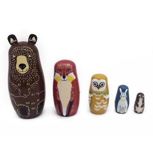 Poupée Matryoshka En Bois, Jouets De Dessin Animé, Ours, Hibou, Poupée Gigogne Russe, Collection De Jouets