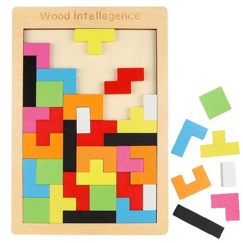 Puzzle Tetris En Bois, Jeux De Tangram, Boîte De Puzzle En Bois, Casse-Tête, Jouets Éducatifs, Cadeau