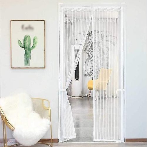 Moustiquaires Pour Portes Moustiquaire Magnétique Moustiquaire De Porte Rideau En Maille 80*200 Cm Blanc