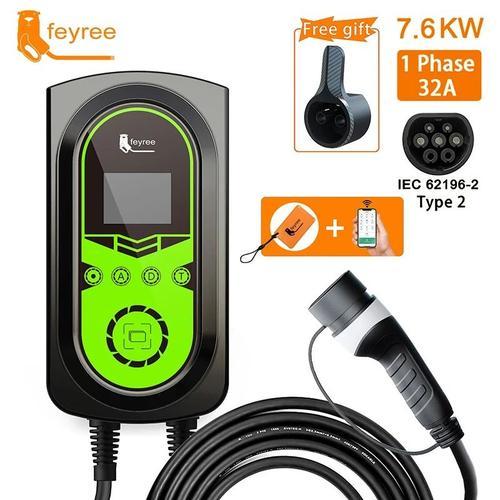 Borne De Recharge Voiture Electrique Evse Wallbox 7,6kw 3phase Vope2 Câble Prise Iec62196-2.