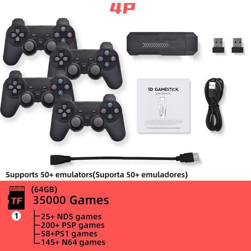 Console De Jeu Vidéo Portable Rétro, Stick Lite, 4k, Hd, Tv, Émulateur 50, Ps1, N64, Psp, 4 Joueurs