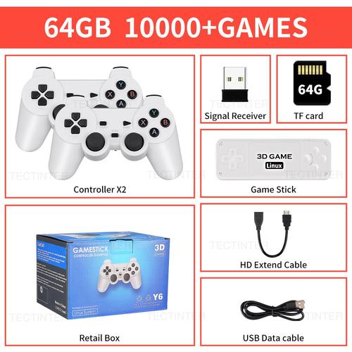 Console De Jeu Vidéo Portable Y6, Plus De 10000 Jeux, 64 Go, Clé De Jeu Tv Gd 4k, Sortie Hdmi 60fps, Console De Jeu, Poignée Pour Touristes Gba