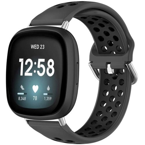 Imoshion Bracelet Sportif En Silicone Fitbit Versa 4 / 3 / Sense (2) Gris/Noir