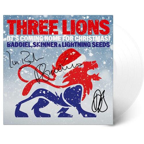 Baddiel,Skinner / Lightning Seeds - Three Lions (It's Coming Home For Christmas) - Limited Autographed White Colored Vinyl [7-Inch Single] Colored Vinyl, Ltd Ed, White, Autographed / Star Signed, Uk - Import