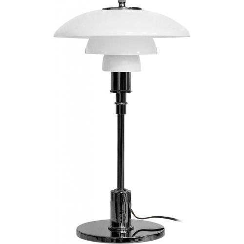 Lampe De Bureau Pl 3/2 - Acier/Verre Opalin Chromé Noir