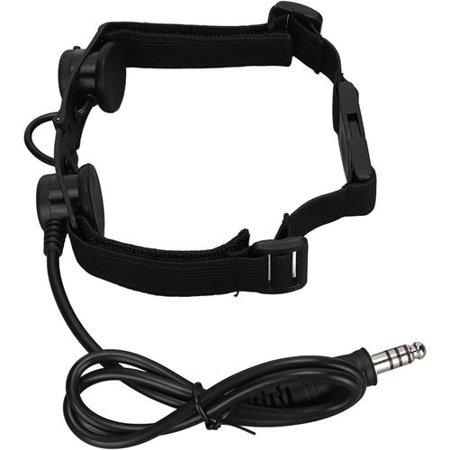 Oreillette Micro pour Gorge, Oreillette Laryngophone Tactique 7,1 Mm, Casque de R¿¿duction de Bruit R¿¿glable, Microphone de Gorge Amovible, Noir