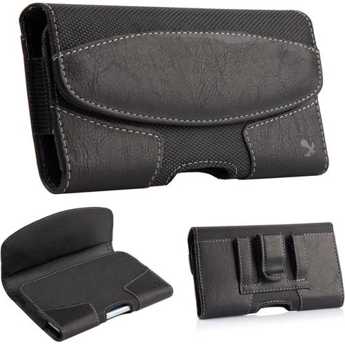 Iphone 7 Plus Leather Etui/ Cover/ Holster/ Ceinture En Cuir Clip Pouch/ Horizontal Pouch Protective Phone Case Pour Apple Iphone 6s Plus/ 6 Plus/ Galaxy S7 Edge/ Note 4/ Note 5 (Black 5.5")