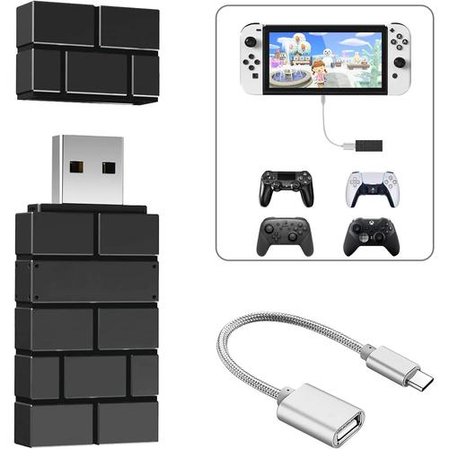 8bitdo Wireless Usb Adaptateur 2 Pour Switch/Xbox One/Xbox Series X & S,Ps5,Ps4,Ps3 Manette Sur Switch/Switch Oled,Windows,Pc,Raspberry Pi,Android Avec Otg Cable(Noir)