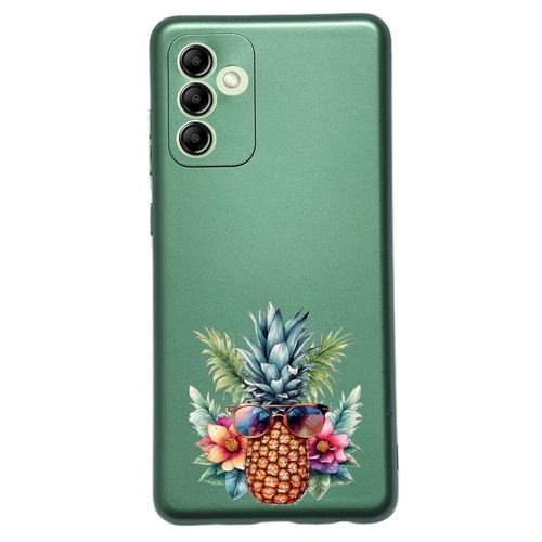 Coque Tpu Effet Metallique Vert Pour Galaxy A14 4g Et A14 5g Ananas Et Lunettes