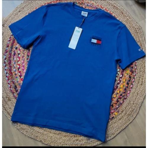 Tommy Hilfiger T-Shirt Bleu Pour Homme A Manches Courtes Taille S. Neuf Avec Étiquette. En Coton Biologique