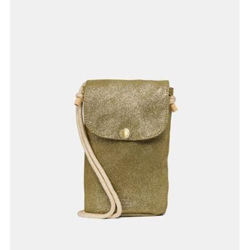 Mila Louise - Sac pochette porte téléphone Roel en cuir pailleté - Vert